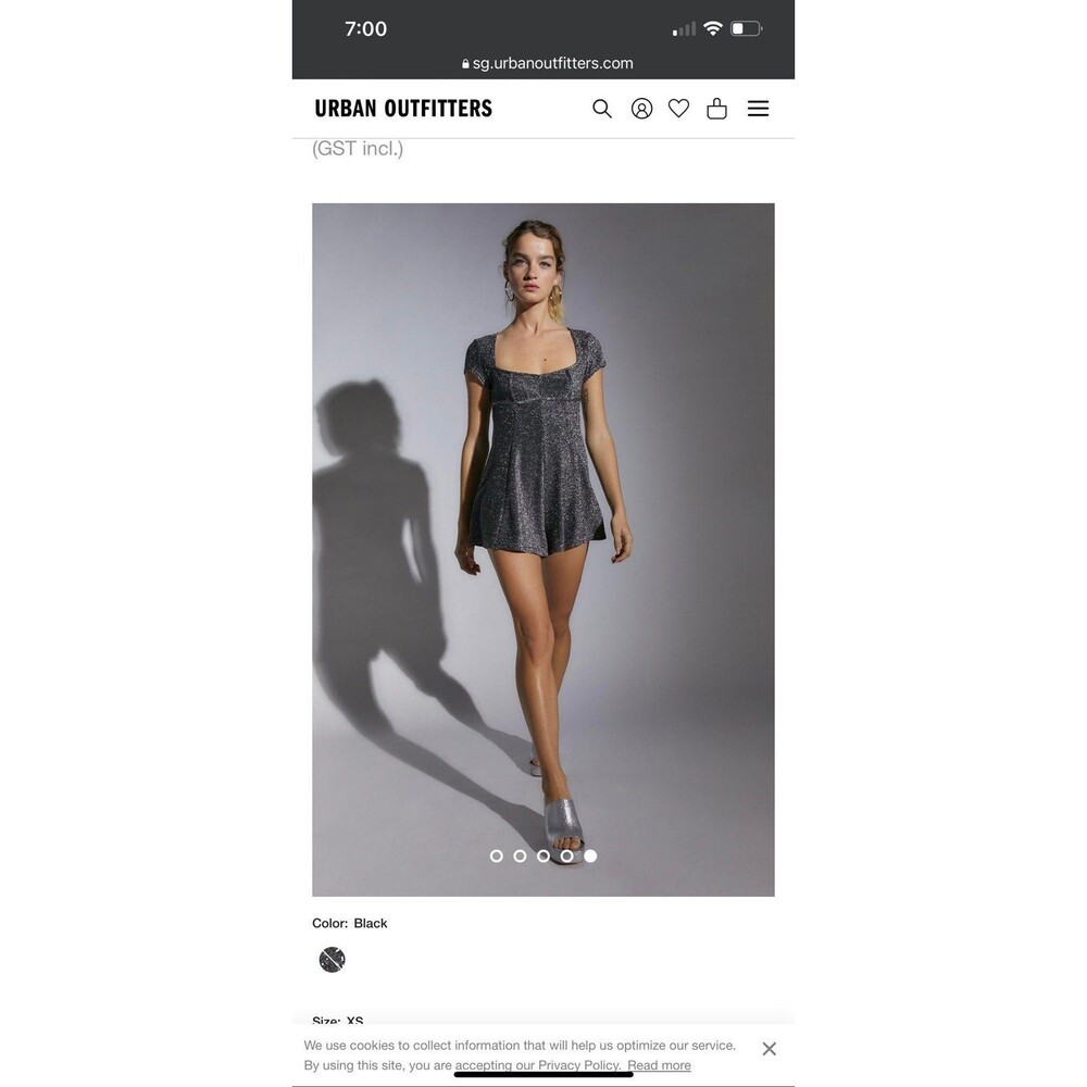 Urban Outfitters Silver Sparkley Babydoll Romper
